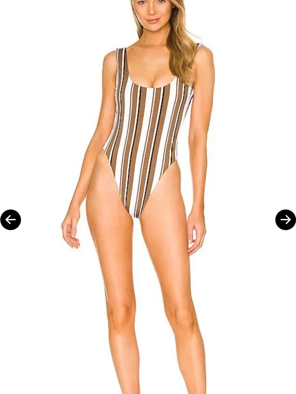 Vitamin A Reese one piece striped brown white and black high cut ribbed SMALL